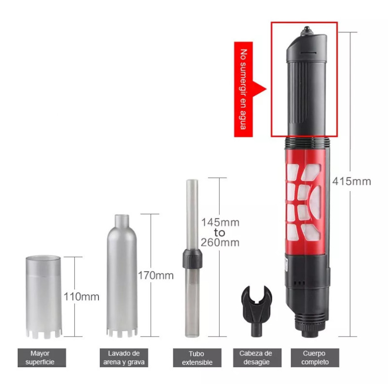 Aspirador De Acuario AQQA De 20 W – Limpiador De Grava Y Sifón Para Peceras (bomba De Agua Eléctrica)